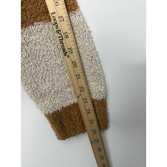 Madewell Teddy Striped Pullover Sweater XL Tan Cream Cozy Textured Knit Soft - Picture 9 of 10